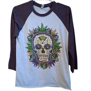 Mavericks Raglan Sleeve LS Graphic Tee Purple white S/M Band GUD